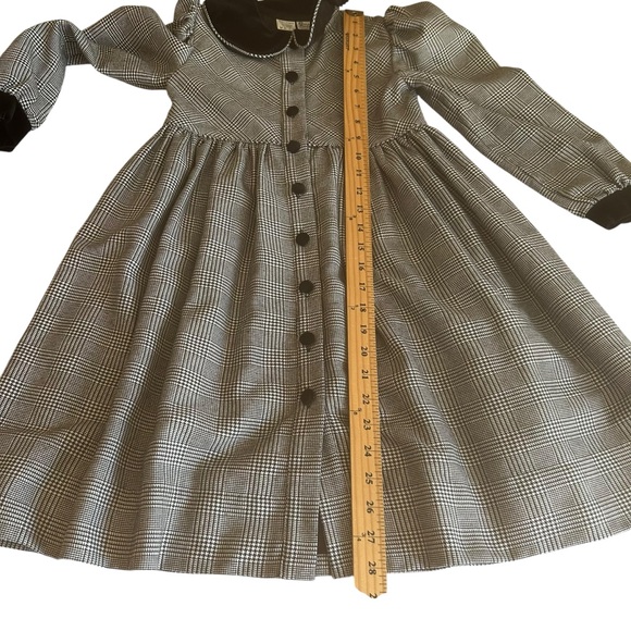 Sarah Louise England childs dress houndstooth Peter Pan Collar sz 6 black white - Picture 6 of 14